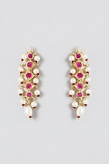 Gold Finish Ruby & Kundan Polki Necklace Set