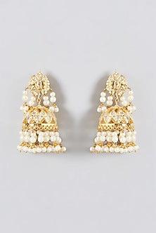 Gold Finish Kundan Polki & Pearls Long Necklace Set