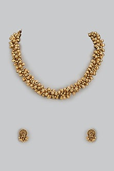 Gold Finish Temple Mala Set