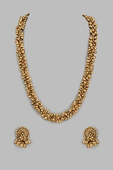 Gold Finish Temple Mala Set