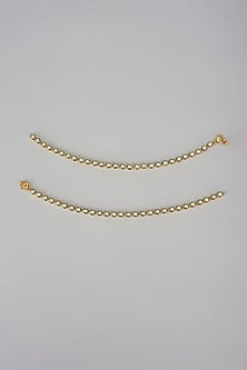 Gold Finish Kundan Polki Temple Payals (Set Of 2)