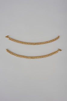 Gold Finish Kundan Polki Temple Payals (Set Of 2)