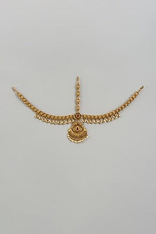 Gold Finish Pearl Temple Mathapatti