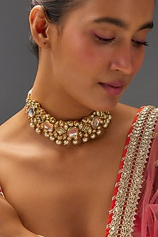 Gold Finish Kundan Polki Necklace