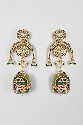 Gold Finish Multi-Colored Stone & Pearl Necklace Set