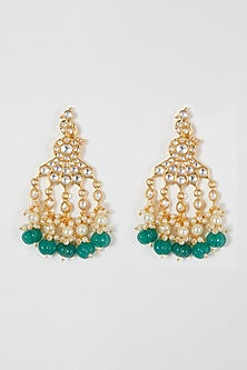Gold Finish Kundan Polki Beaded Long Necklace Set