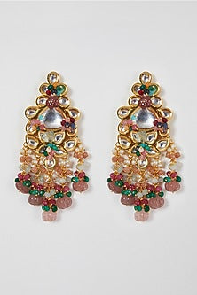 Gold Finish Kundan Polki & Beaded Necklace Set