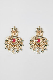 Gold Finish Kundan Polki & Navratna Stone Necklace Set