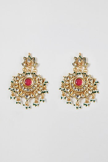Gold Finish Kundan Polki & Navratna Stone Necklace Set