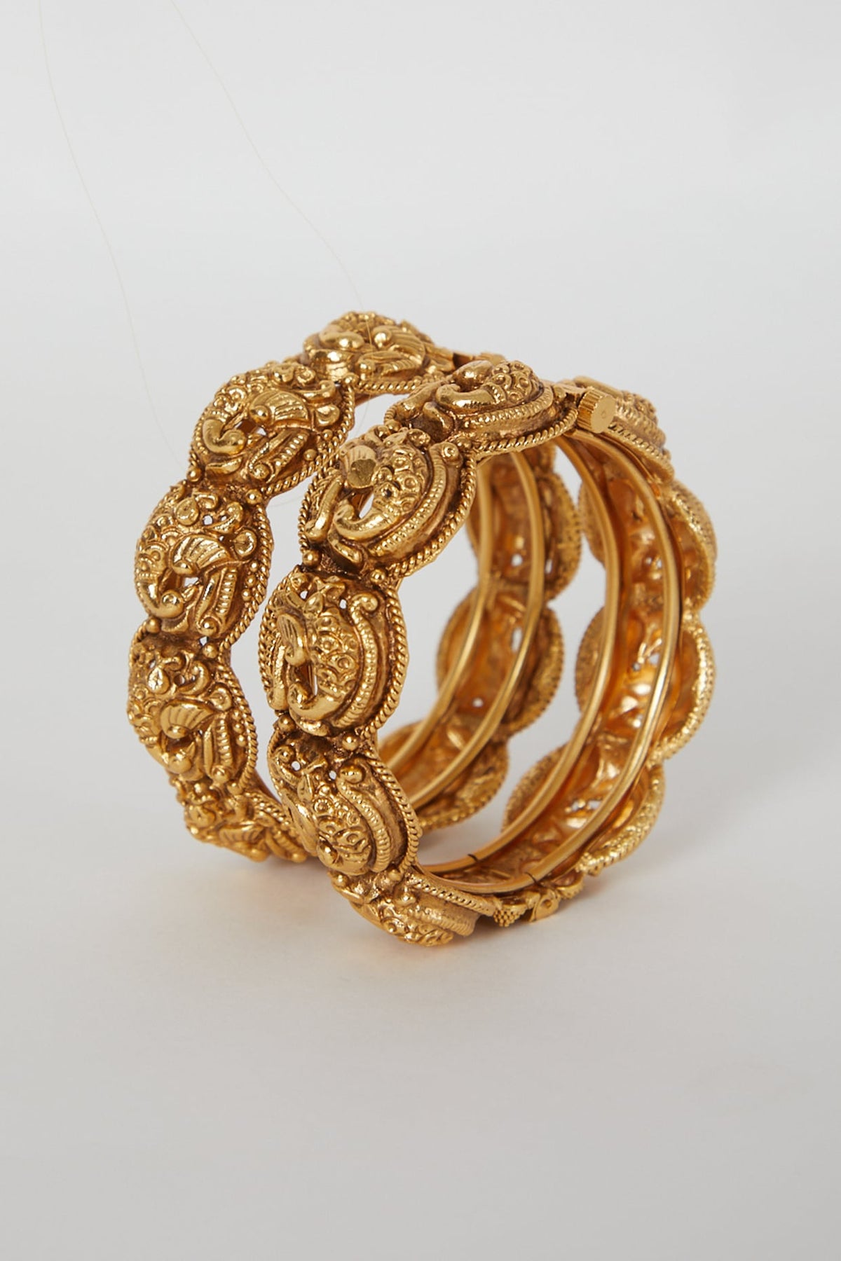 Gold Finish Temple Motifs Bangles