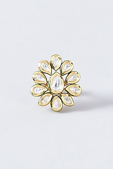 Gold Finish Kundan Polki Ring
