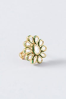 Gold Finish Kundan Polki Ring