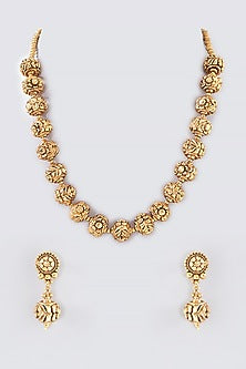 Gold Finish Kundan Polki Temple Mala set