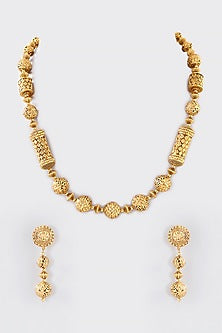 Gold Finish Kundan Polki Temple Mala Set