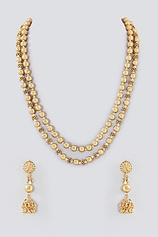 Gold Finish Temple Layered Mala Set