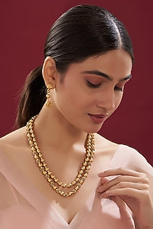 Gold Finish Temple Layered Mala Set