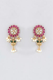 Gold Finish Kundan Polki & Pearl Choker Necklace Set