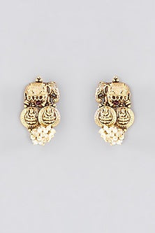 Gold Finish Pearls Temple Necklace Set