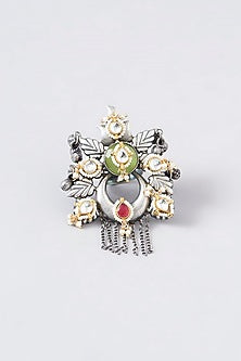 Black Rhodium Finish Multi-Colored Stone Ring