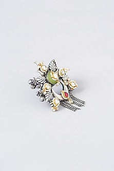Black Rhodium Finish Multi-Colored Stone Ring