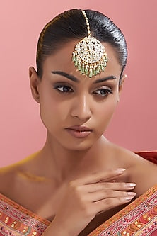 Gold Finish Kundan Polki Maang Tikka