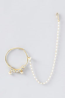 Gold Finish Pearl Nose Ring