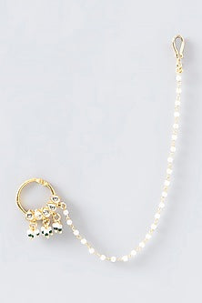 Gold Finish Pearl Nose Ring