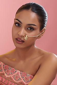 Gold Finish Pearl Nose Ring