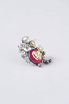 Black Rhodium Finish Multi-Colored Stone Ring