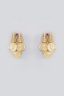 Gold Finish Kundan Polki Temple Necklace Set