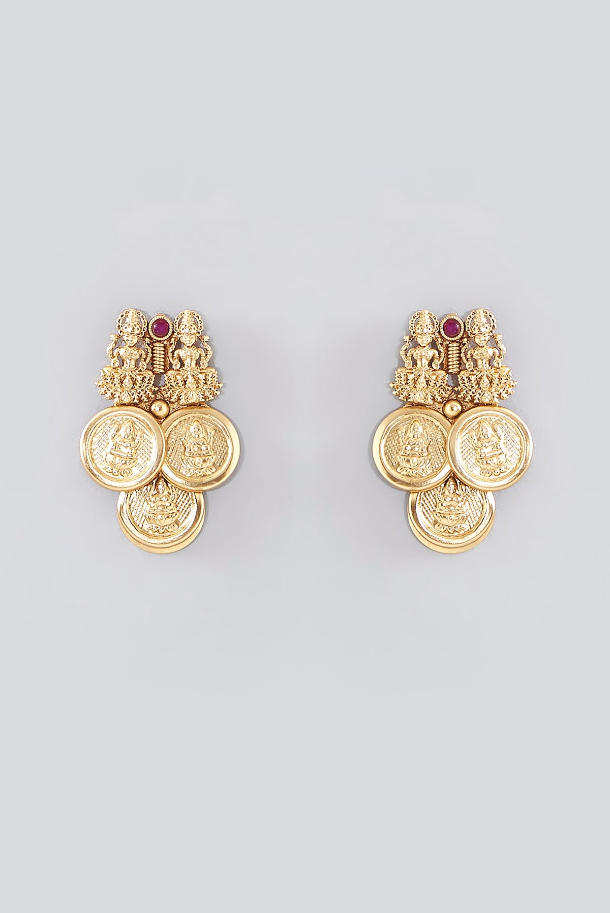 Gold Finish Kundan Polki Temple Necklace Set