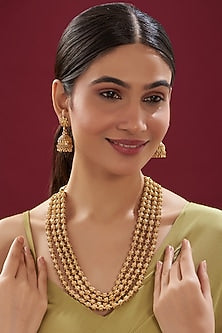 Gold Finish Temple Layered Mala Set