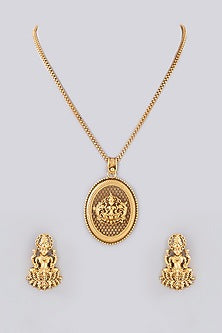 Gold Finish Kundan Polki Temple long Necklace Set