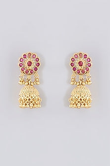 Gold Finish Kundan Polki & Beaded Temple Mala Set