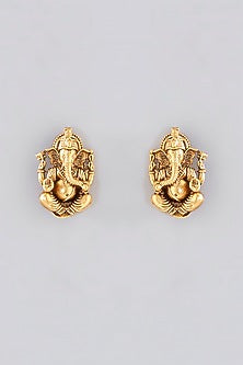 Gold Finish Ruby Temple long Necklace Set