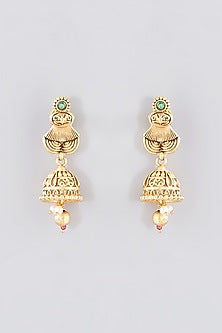 Gold Finish Kundan Polki Temple Necklace Set