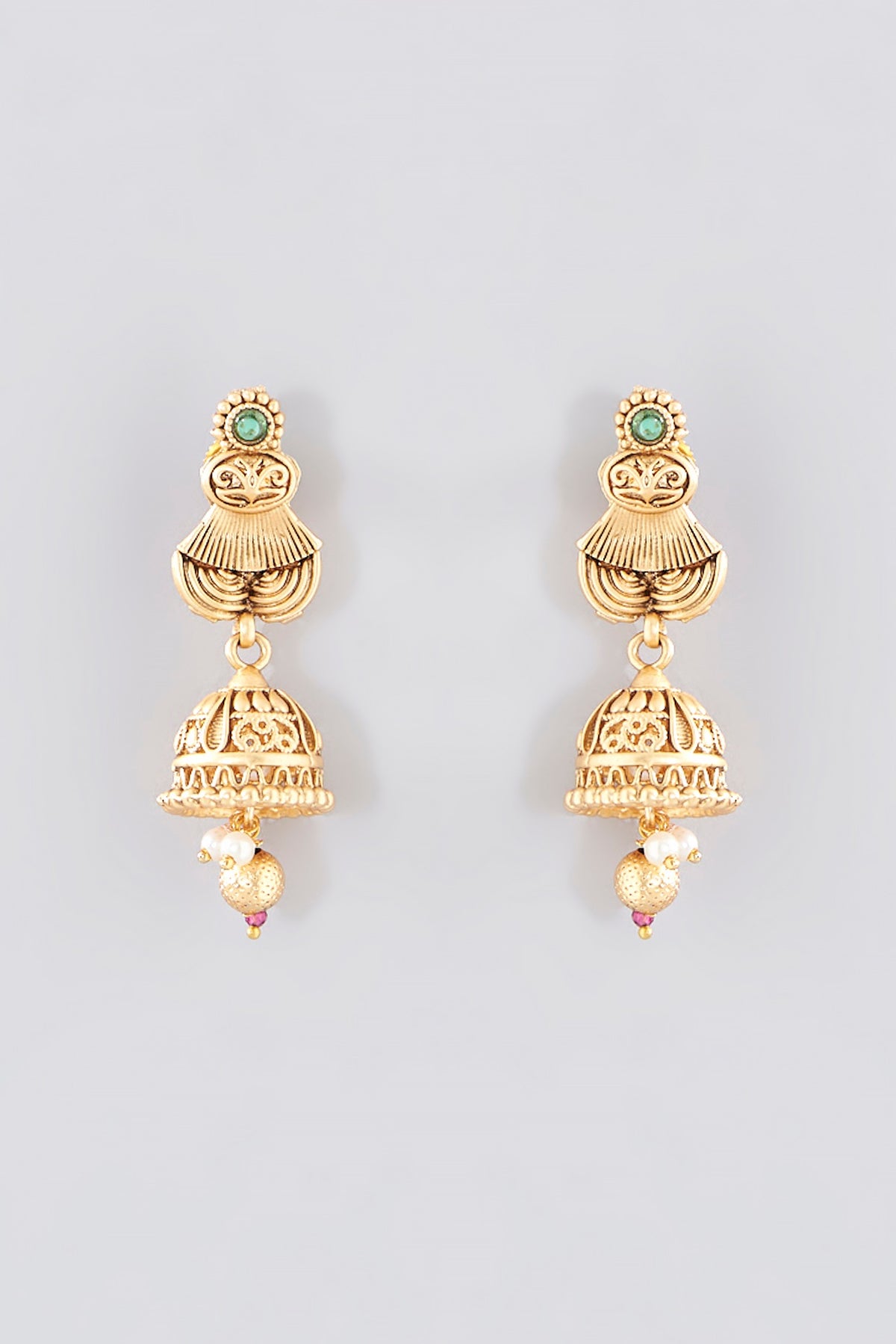 Gold Finish Kundan Polki Temple Necklace Set