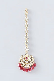 Gold Finish Kundan Polki Maang Tikka