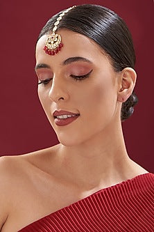 Gold Finish Kundan Polki Maang Tikka