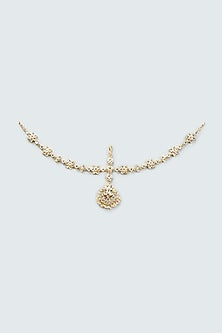 Gold Finish Kundan Polki Mathapatti