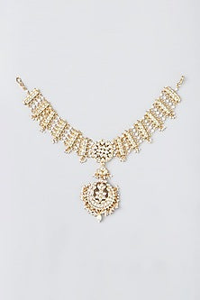 Gold Finish Kundan Polki Mathapatti