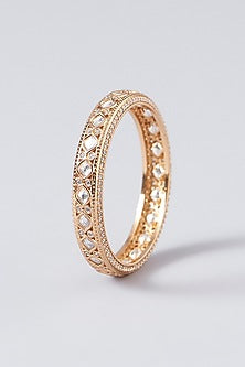 Gold Finish Kundan Polki Bangles (Set Of 2)