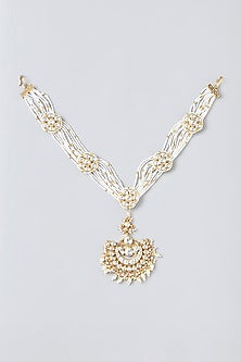 Gold Finish Kundan Polki Mathapatti