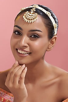 Gold Finish Kundan Polki Mathapatti