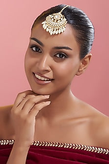 Gold Finish Kundan Polki Maang Tikka