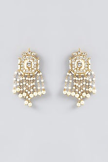 Gold Finish Kundan Polki Dangler Earrings