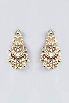 Gold Finish Kundan Polki Dangler Earrings