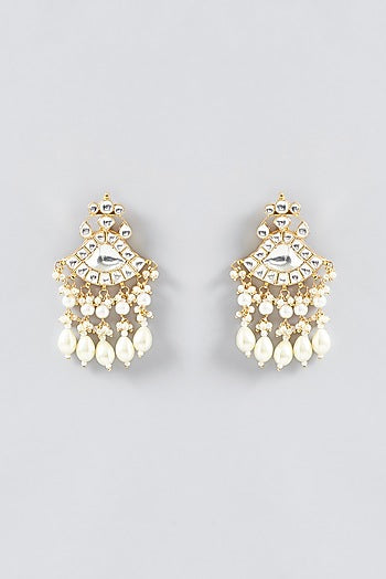 Gold Finish Kundan Polki & Pearl Necklace Set