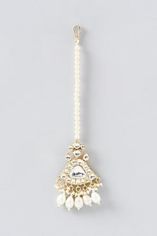 Gold Finish Kundan Polki & Pearl Necklace Set