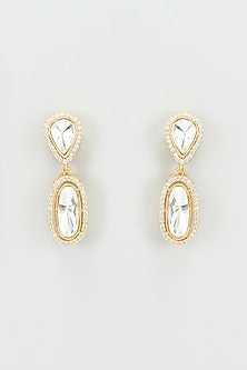 Gold Finish Kundan Polki Dangler Earrings